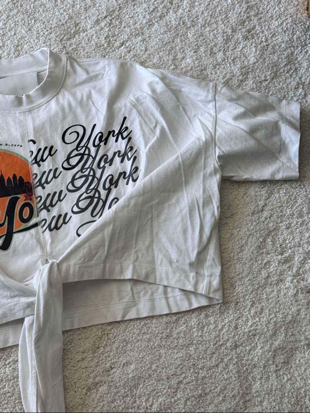 3.1 Phillip Lim We Are NY Graphic Print Crew Neck Wrap Front Tee Sz XS - Picture 9 of 11